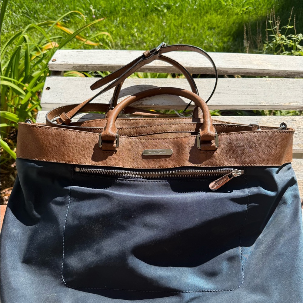 Michael Kors Navy and Tan Bag